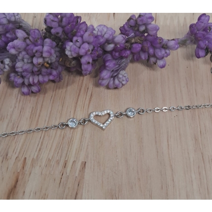 Tobillera coracon con circonia