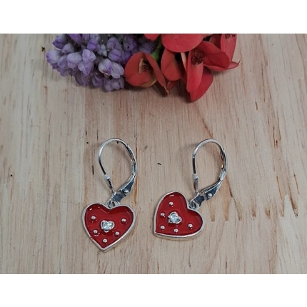 Aretes corazon rojo