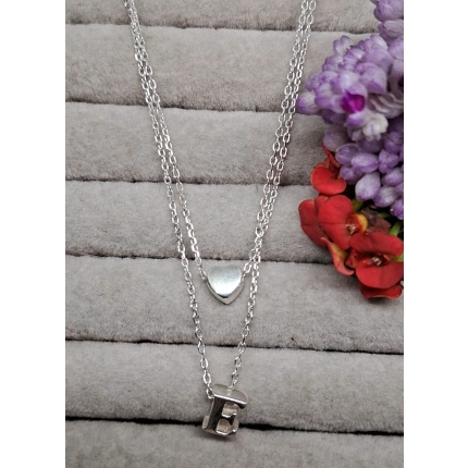 Gargantilla Doble Incial E con corazon liso