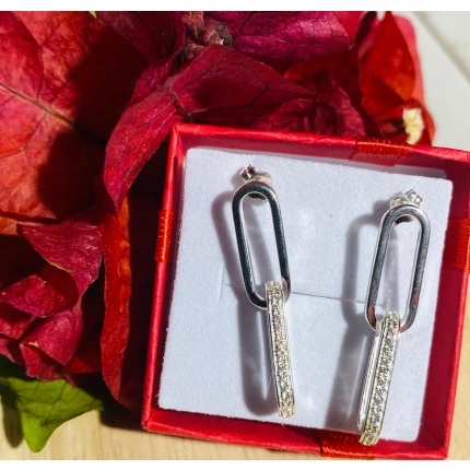 ARETES LARGOS TIPO CADENA CIRCONIA